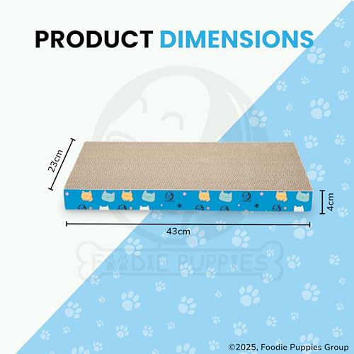 Image of Foodie Puppies 2-in-1 Reversible Cat Scratcher Pad with Catnip - (Flat Scratcher 43 x 23 x 4 cm) | Durable Corrugated Cardboard Scratching Pad for Cats & Kittens | Play & Rest