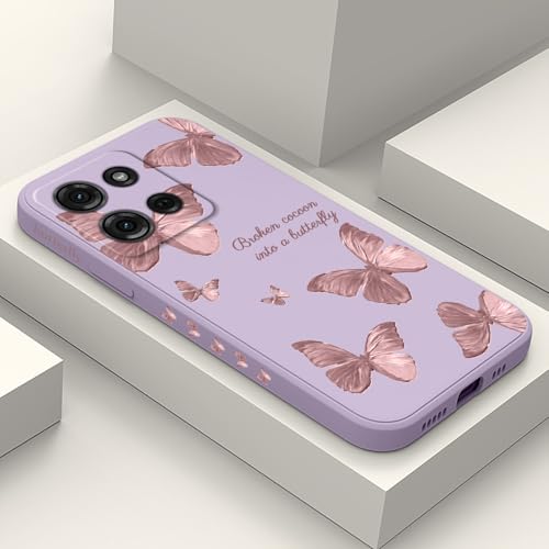 Protection Moto G 5G 2025 flexible antichoc avec motif papillon violet
