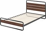 ZINUS Therese 20 cm Metal and Wood Platform Bed Frame | Wood Slat Support | For Adults, Kids, Teenagers | Easy Assembly | Single | Brown