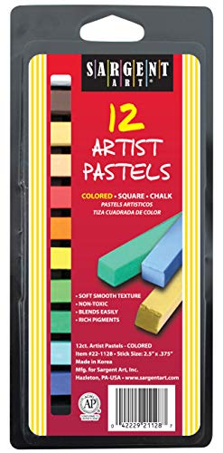 Sargent Art 22-1128 12-Count Assorted Color Square Pastels #TOP16