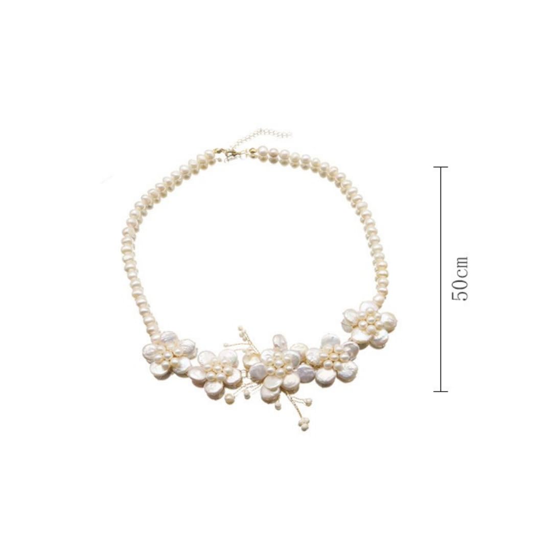 Collar de perlas naturales de agua dulce de alta gama para mujer, gargantilla floral hecha a mano, delicado diseño de flores, boda, fiesta o joyería de regalo