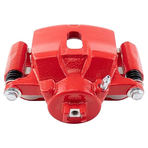 Image of TRQ Front Left Brake Caliper w /Bracket Performance Red Drivers Side | For 2003-2008 Honda Pilot