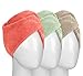 HBselect 3stk Haarturban 390 GSM Mikrofaser Handtuch schnelltrocknende Sauna Handtücher Haarkur Tockene Haare Kopfhandtuch mit Knopf (Rot Hellgrün Braun)