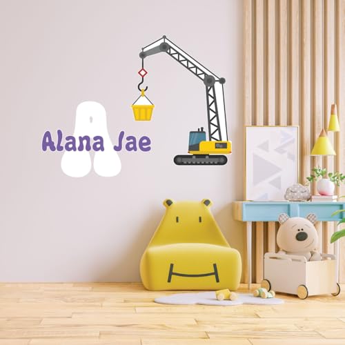 Vinilo decorativo personalizado grúa para habitación infantil miniatura 3