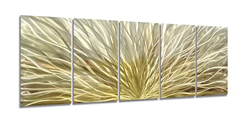 Sygallerier Large Metal Wall Art Hand Crafted 3D Abstract Aluminum Artwork In 5 Pieces Modern Sculpture Contemporary Metallic Pictures For Living Room Bedroom Farmhouse Decor #TOP15