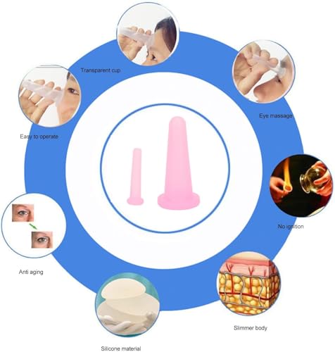 2Pcs Pink Cupping Set,Mini Silicone Face Cupping Set Vacuum Suction Massage Cups Anti Cup Facial Cupping Set for Adults,Body and Face,Anti Wrinkle,Promotes Sleep Health Care Health and Household - Image 4