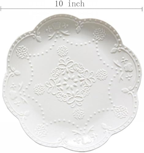 Miniatura 2 de European Palace Series Lace Embossed Ceramic Dinner Plate (juego de 4)