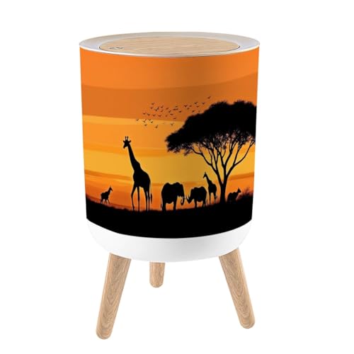 Basurero con tapa y patas diseño naturaleza africana 7L