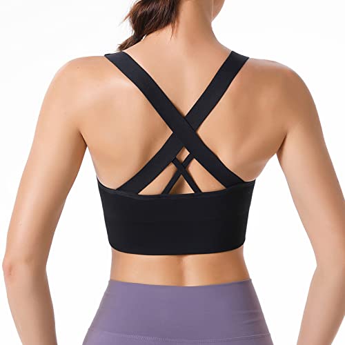 HANERDUN Damen Mittle Halt Sport BH Crossback Push up Yoga Bra Nahtlose...