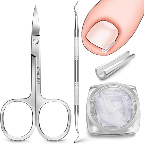 102pcs Ingrown Toe Nail Remover, Toenail Corrector Strips and Ingrown Toenail Correction Tool, for Daily Nail Care and Post-Exercise Maintenance (32 PCS White)