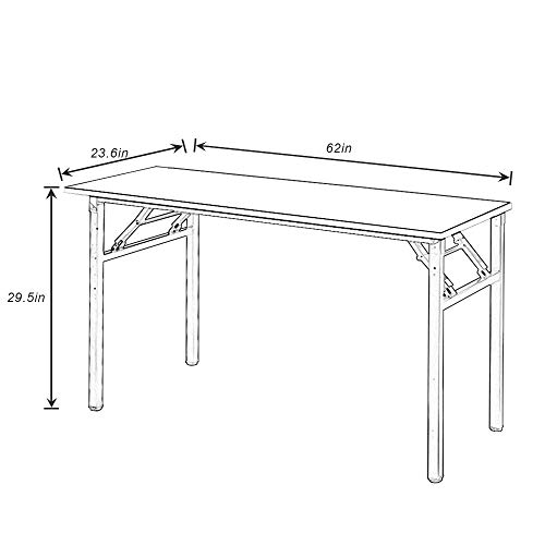 Image of Need Home Office Desk - 62 Inches Large Computer Desk Sturdy Black Table Foldable Desk Gaming Computer Table No Assembly Required Teak AC5BB(157.5 * 60)