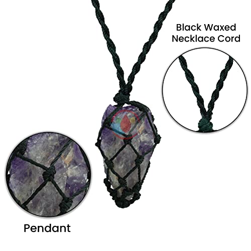 Image of REMEDYWALA Charged Energized Raw Stone Thread Cage Wrapped Pendant | Raw Stone Thread Cage Wrapped Pendant for Women and Men