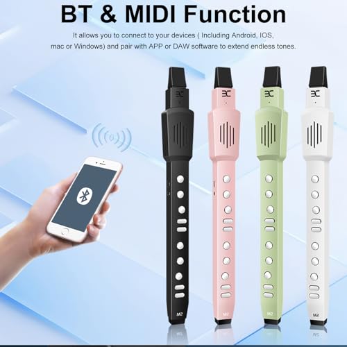 ex electric digital wind instrument electric saxophone with 12 tones 3 fingering modes 3-octave range auto vibrato amp transpose bluetooth midi amp rechargeable white
