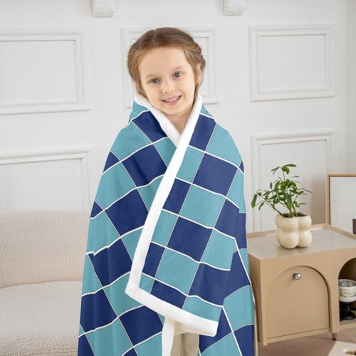 Image of Erosebridal Initial Letter G Fleece Blanket Twin 60 inchx80 inch Pink and White Checkered Sherpa Blanket Cute Monogram Plaid Fuzzy Plush Throw for Kids Girls Women,Kawaii Gingham Grids Decor for Bed Couch