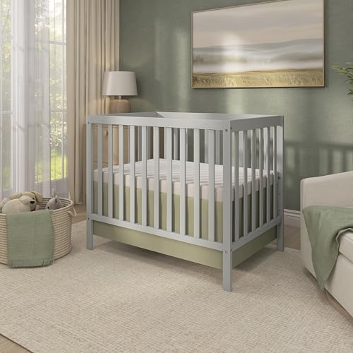 Dream On Me Edgewood 4-in-1 Convertible Mini Baby Crib in Cool Grey, GreenGuard Gold & JPMA, Non-Toxic, Compact 40×25×33″ Design, Converts to Mini Daybed & Twin Bed, 1″ Mattress Pad - image 9