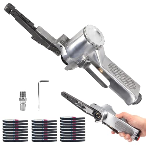 Mini Lijadora Manual de Banda con Mango Giratorio 360°, Pulidora Pequeña, Herramientas Neumáticas, Ideal para Mantenimiento de Equipos y Limpieza de Superficies