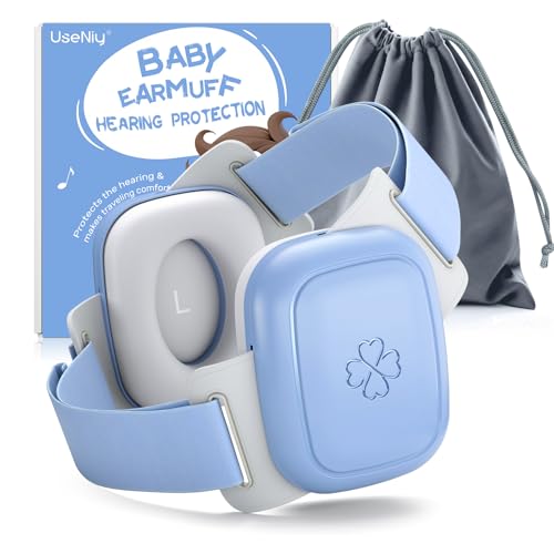UseNiy Baby Ear Protection for Infants and Toddlers (3 to 48 Months) - Safe fit & Comfort Earmuffs- 25dB Noise Cancelling Headphones for Airplanes Concerts Travels - Blue