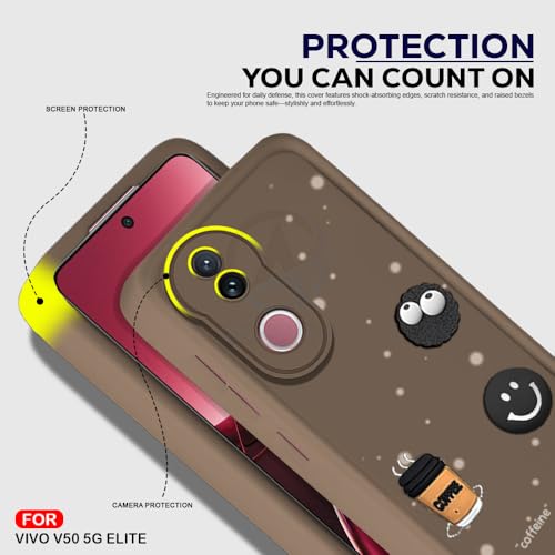 Image of AESTMO Back Case Cover for iQOO Z10R 5G / Vivo V50 / V50e 5G / Vivo T4R 5G | Cute Fun Cartoon 3D Ball | Coffee Silicone Case | Full Body Protection | Camera Protection Back Cover (Brown) | Cute Fun Cartoon
