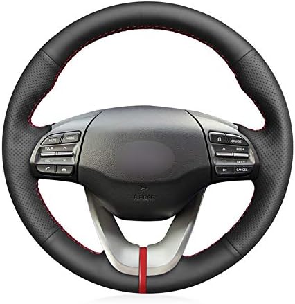 MEWANT Sewn Steering Wheel Cover for Hyundai Veloster 2019 / i30 2017-2019 / Elantra 2019 / Steering Wheels Accessories for Hyundai Veloster / i30 / Elantra
