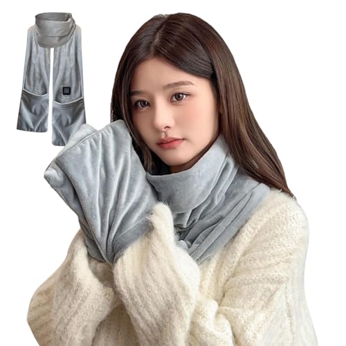 Bufanda térmica para mujeres y hombres, almohadilla de cuello calefactora inalámbrica, bufanda térmica USB 5 V | Cojín de chal eléctrico para el cuello, bufanda indispensable en invierno, alimentado