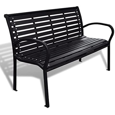 vidaXL Black Outdoor Garden Bench, 125cm Cover