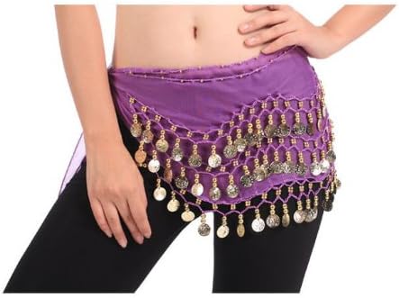 Eozy 1pcs Costume Danse Orientale- Belly Dance Foulard- Ceinture décorée de  3 rangées 128 pièces Sequins doré en tissu mousseline -Violet : Amazon.fr:  Vêtements