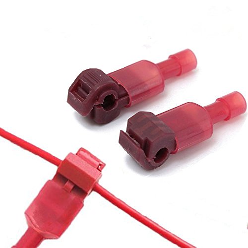 100PCS/(50 Pairs) rojo T Tap Conectores eléctricos- Terminal de cable aislado de cable rápido y juego de conectores macho de pala