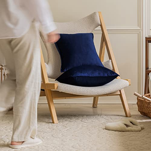 Jiahannha Velvet Navy Blue Throw Pillow Covers 18X18 Inches Pack Of 2 Soft Decorative Square Cushion Covers For Couch Sofa Bed Livingroom Car,45X45Cm #TOP4