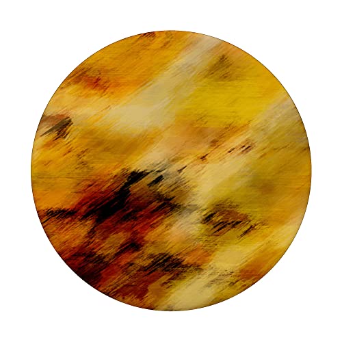 Yellow, orange, and burnt sienna abstract art PopSockets Swappable PopGrip, Black - Image 3