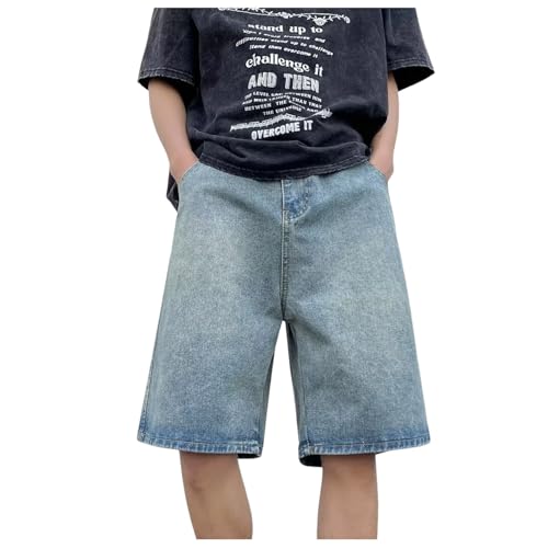 Jeans été grande taille ample denim stretch avec poches cargo latérales pratiques pour hommes
