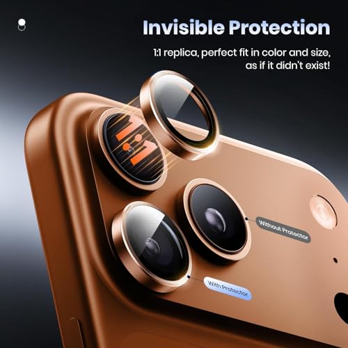 Image of CLITZ Compatible for iPhone 17 Pro /iPhone 17 Pro Max Camera Lens Protector, 9H Tempered Glass Camera Guard, HD Clear Anti-Scratch, Bubble Free, Case Friendly, Full Coverage Camera Lens Cover