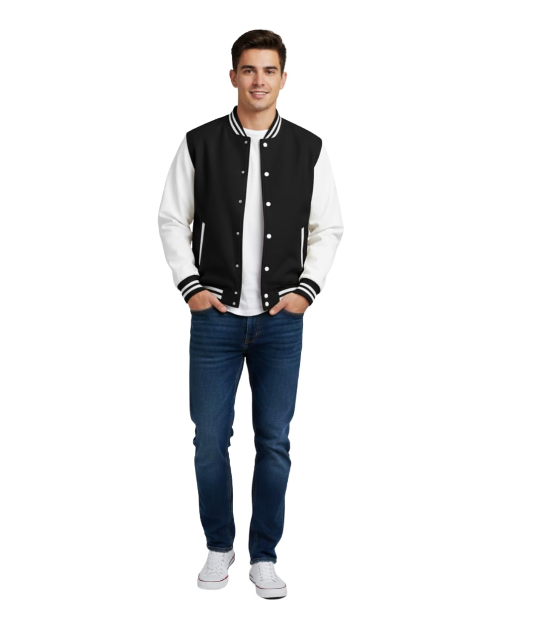 koverify Cotton Blend Solid Long Sleeves Button Varsity Jacket For Men-picture-14