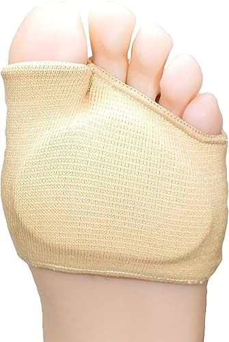 POVATO forefoot pads for pain relief hallux valgus support for bunion forefoot Sleeve pads, metatarsal pads for men and women with ball of foot cushion (1 pair) Beige, Cotton-image-16