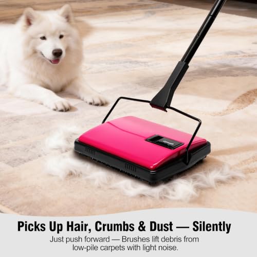 Image of Manual Carpet Sweeper with Extra Roller,Non-Electric Pet Hair Remover