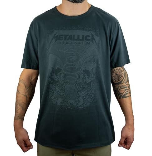 Amplified Metallica The Black Album   Camiseta para Hombre, Gris (Charcoal CC), L