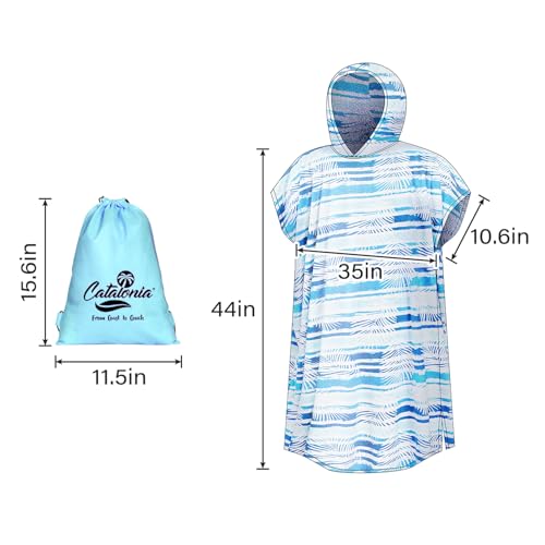 Catalonia Absorbent Surf Poncho Men Women, Quick Dry Towel Changing Poncho, Hooded Towel Poncho Adult, Changing Robe for Beach Surfing Swimming