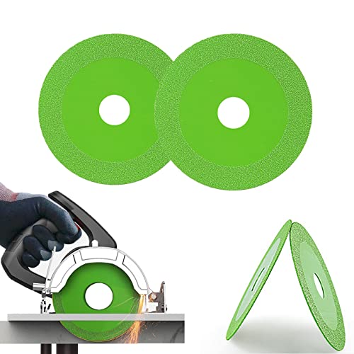 Hoja de corte de vidrio, hoja de sierra ultrafina de 100 mm, rueda de corte, amoladora angular de corte de diamante de cerámica de vidrio, accesorios para herramientas rotativas (2 piezas, Verde) Cover