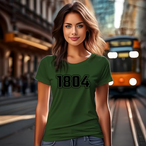 T-shirt femme 1804 kaki olive haut col rond coton mode écoresponsable - 2