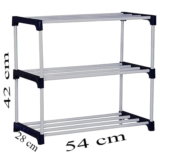 Image of Shoe Rack with Shelf | Foldable Plastic Shoe Rack with Shelves for Bedroom, Entryway & Living Room | Multipurpose Footwear Stand for Home (3 Layer) Storage Organizer Cabinet 3-Tier