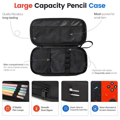 Image of Beaulyn Gamer Pencil Case for Boys - Expandable Zipper Pencil Box with 2 Compartment, Large Gaming Pen Bag Pencil Pouch Organizer for School Boy Kids