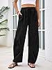 Aoysky Womens Baggy Barrel Wide Leg Pants Drawstring Elastic High Waisted Casual Loose Trousers Pockets #1