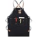 1 Pc Duty niewoskowane płótno fryzjer fartuch roboczy Unisex z krzyżowymi pasami regulowany Salon fryzjer PU skórzany fartuch-G1, 75X60 cm