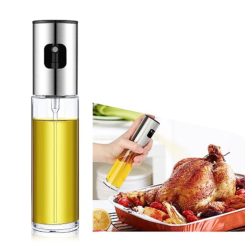 Oil Sprayer for Cooking, Olive Oil Sprayer,‎100ml Olive Oil Spray Bottle for Air Fryer, Food-Grade Oil Mister Transparent Glass Spray Bottle for Kitchen, BBQ, Salad, Baking, Roasting