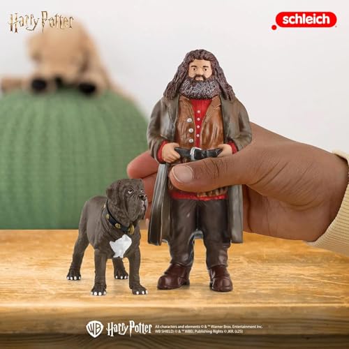 Schleich Harry Potter - Hagrid and Fang the Dog Figurines - 2 PC Harry Potter Set - Wizarding World Collectible Figures for Kids and Adults - Toys for Ages 6+ | 42638