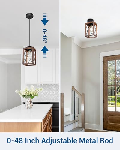 DEWENWILS Farmhouse Pendant Light Set – Rustic Kitchen Accent - Image 4