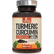 Turmeric Curcumin with BioPerine 95% Standardized Curcuminoids 1500mg Black Pepper Extract for Max Absorption, Natural Joint Support, Nature&#39;s Tumeric Herbal Supplement, Non-GMO, Vegan - 120 Capsules