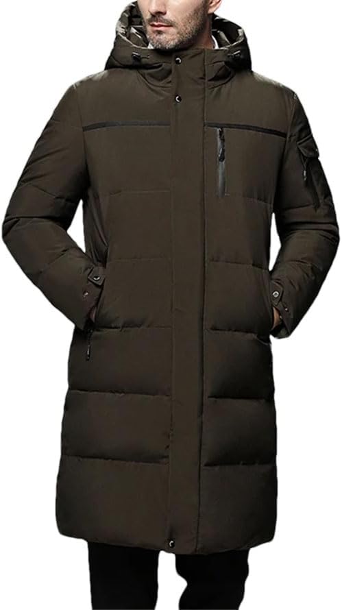 Men's Thick Winter Long White Duck Down Parkas Coats Hooded Warm Windproof Large Size Puffer Jacket