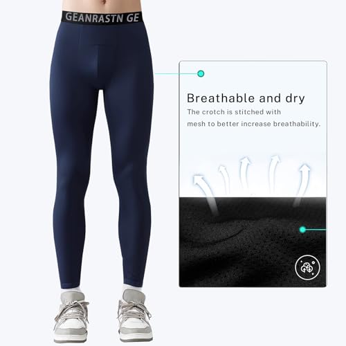 3 Pack Boys' Youth Compression Leggings Pants Tights Athletic Base Layer for Running Hockey Basketball4