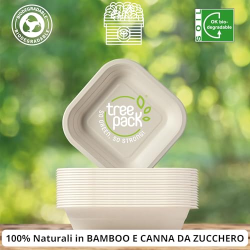 TREEPACK - Einweg-kompostierbare biologisch abbaubare Platte 50 Stück