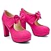 Women's Platform Mary Jane Pumps with Bow, High Block Heel, Closed Toe, Zip Closure Hot Pink Label Size 43 - US 11